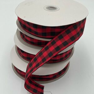 (4) Spools Red and Black Check 1” Ribbon - 200 yards total